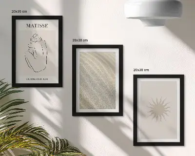 3-piece wall art set minimalist lines with sand waves and sun design