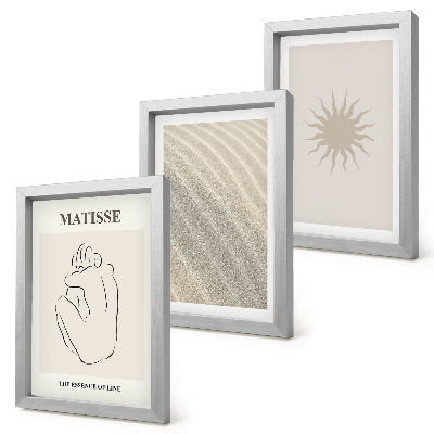 3-piece wall art set Minimalist lines, sand, waves and sun