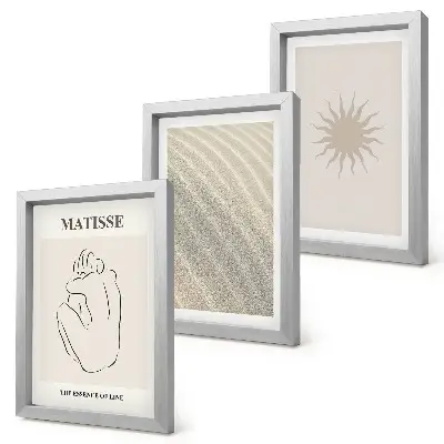 3-piece wall art set minimalist lines with sand waves and sun design