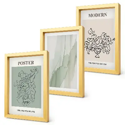 Flowers in a vase in a modern and minimalist style framed triptych
