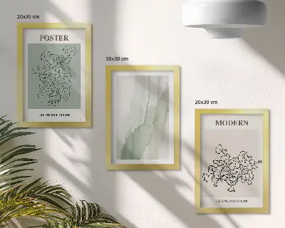 Flowers in a vase in a modern and minimalist style framed triptych