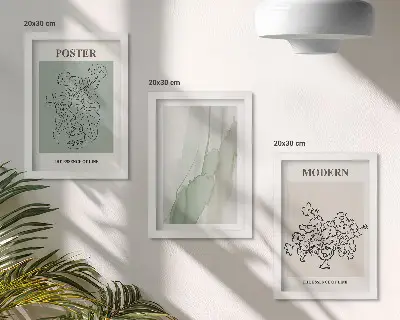 Flowers in a vase in a modern and minimalist style framed triptych