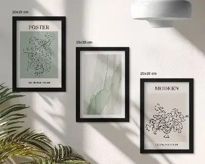 Flowers in a vase in a modern and minimalist style framed triptych