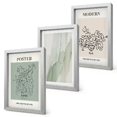 Flowers in a vase in a modern and minimalist style framed triptych