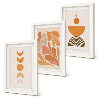 3-piece wall art set Abstract shapes in shades of orange