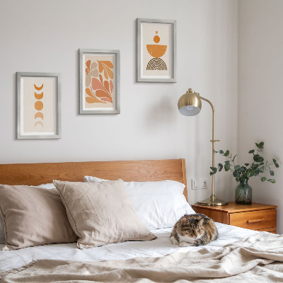 3-piece wall art set Abstract shapes in shades of orange