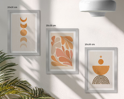 3-piece wall art set Abstract shapes in shades of orange