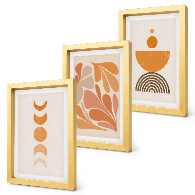 3-piece wall art set Abstract shapes in shades of orange