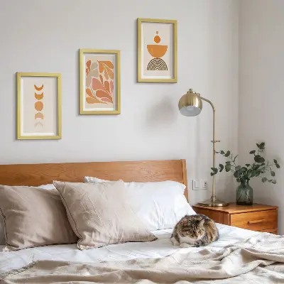 3-piece abstract wall art set in shades of orange
