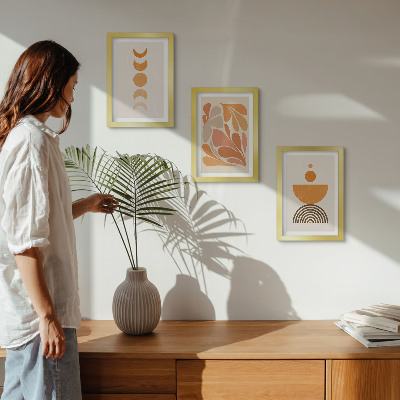 3-piece wall art set Abstract shapes in shades of orange