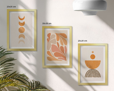 3-piece wall art set Abstract shapes in shades of orange
