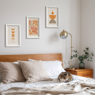 3-piece wall art set Abstract shapes in shades of orange