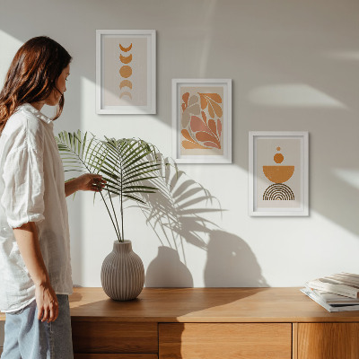 3-piece wall art set Abstract shapes in shades of orange