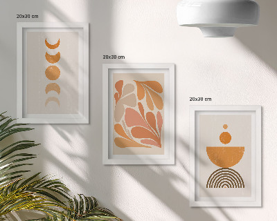 3-piece wall art set Abstract shapes in shades of orange