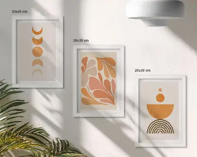 3-piece abstract wall art set in shades of orange