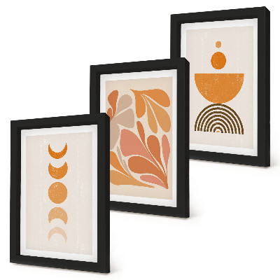 3-piece wall art set Abstract shapes in shades of orange