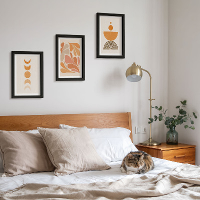 3-piece wall art set Abstract shapes in shades of orange