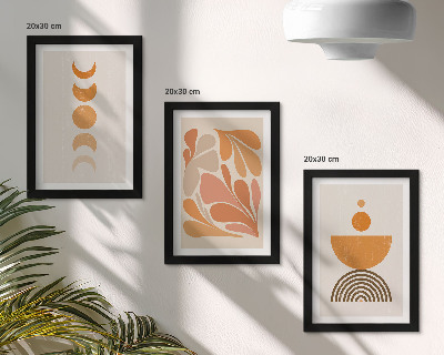3-piece wall art set Abstract shapes in shades of orange