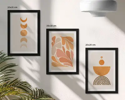 3-piece abstract wall art set in shades of orange