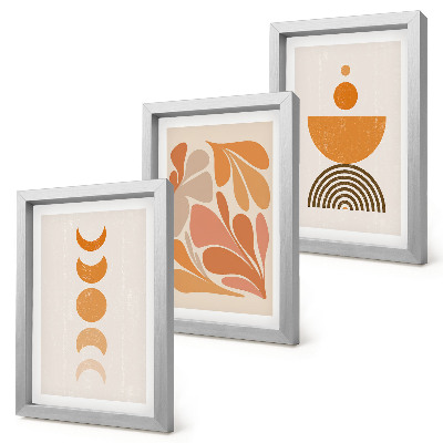 3-piece wall art set Abstract shapes in shades of orange