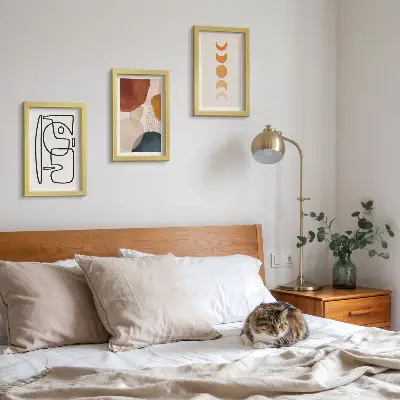 Photo frame wall decorations with abstract shapes and colors