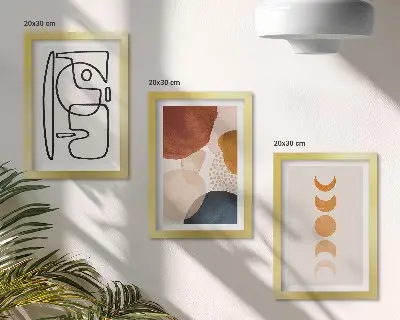 Photo frame wall decorations with abstract shapes and colors