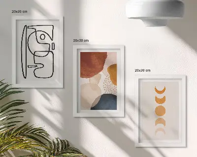 Photo frame wall decorations with abstract shapes and colors