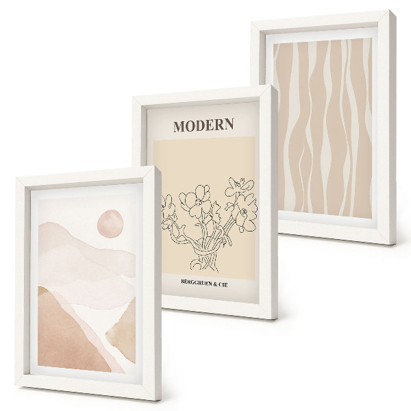 3-piece wall art set Abstract shapes in subdued colors