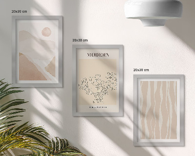 3-piece wall art set Abstract shapes in subdued colors