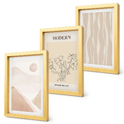 3-piece wall art set Abstract shapes in subdued colors