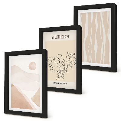 3-piece wall art set Abstract shapes in subdued colors