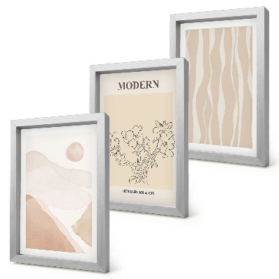 3-piece wall art set Abstract shapes in subdued colors