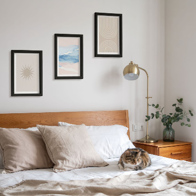 3-piece wall art set Sun, waves and abstract lines in pastel colors