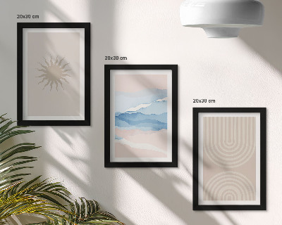 3-piece wall art set Sun, waves and abstract lines in pastel colors