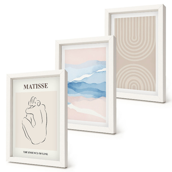 Photo frame wall Lines and waves in pastel shades with a minimalist accent