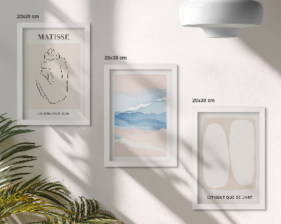 Framed triptych Matisse's abstract forms and delicate colors