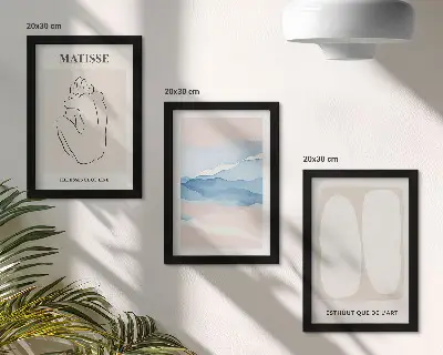 Matisse abstract forms and delicate colors triptych framed