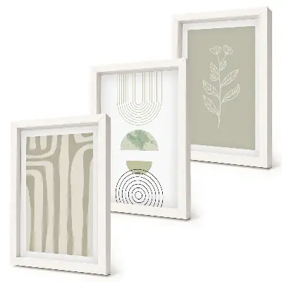 Photo frame wall gallery set featuring geometric patterns with green plant accents