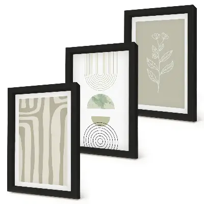 Photo frame wall gallery set featuring geometric patterns with green plant accents