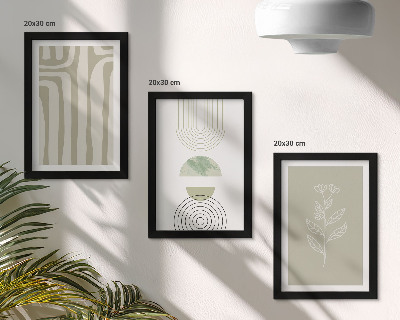 Photo frame wall Geometric patterns with plant accents in shades of green