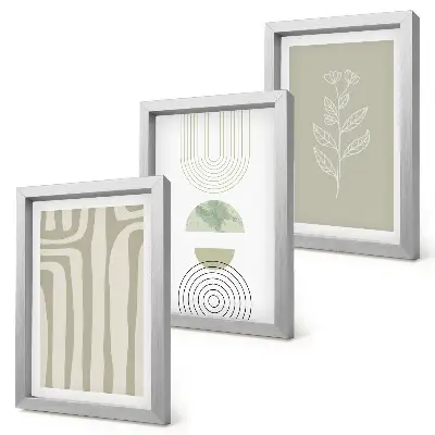 Photo frame wall gallery set featuring geometric patterns with green plant accents