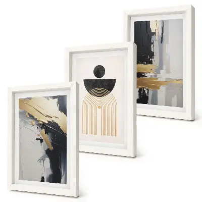 Geometry abstract elegant composition framed triptych