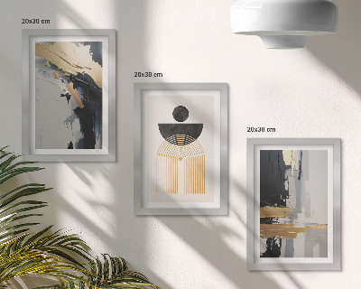 Framed triptych Geometry abstract elegant composition