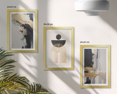 Framed triptych Geometry abstract elegant composition
