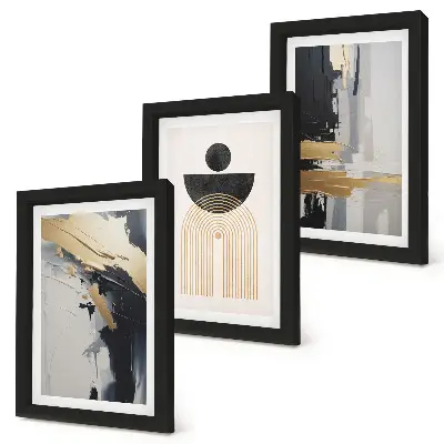 Geometry abstract elegant composition framed triptych