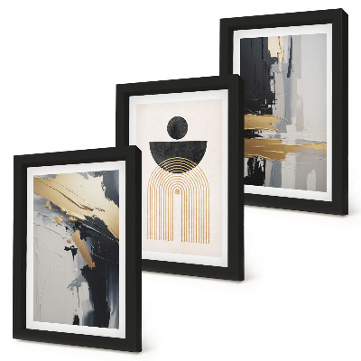 Framed triptych Geometry abstract elegant composition