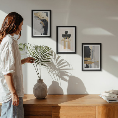 Framed triptych Geometry abstract elegant composition