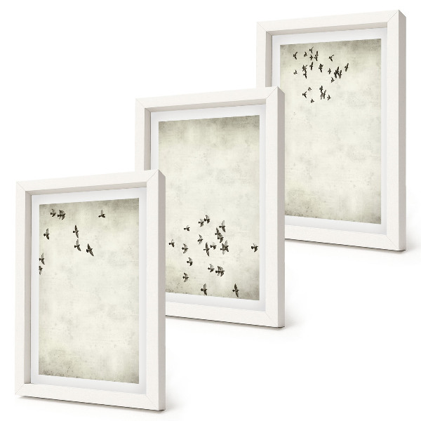 3-piece wall art set A minimalist painting of flying birds