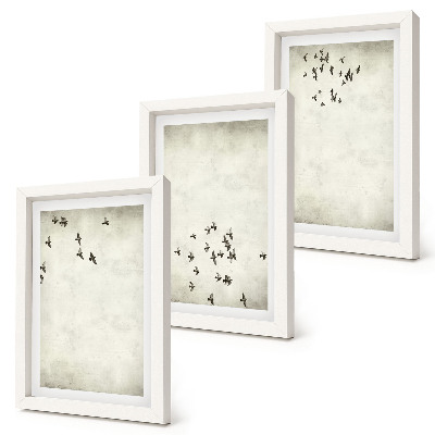 3-piece wall art set A minimalist painting of flying birds