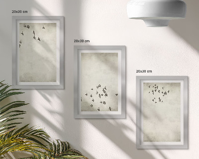3-piece wall art set A minimalist painting of flying birds